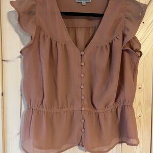 Ruffled Sleeveless Blouse in Mauve